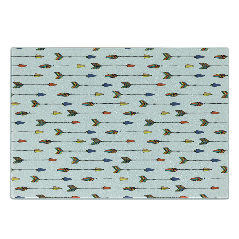 Ambesonne Arrow Tempered Glass Cutting Board Native Folk Multicolor