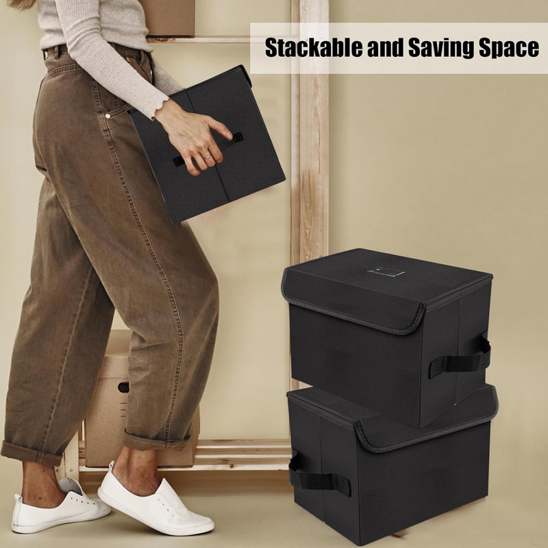 Ensemble de 2 boîtes de rangement pour disques en vinyle de 7 pouces, en nylon pliable et empilable
