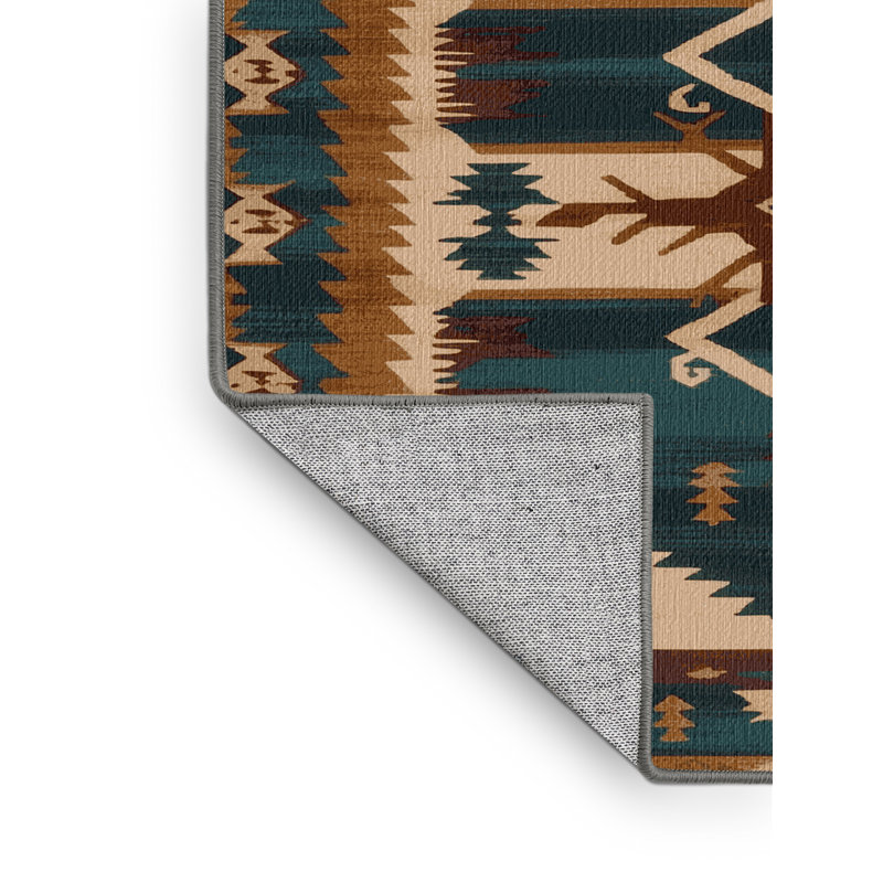 Washable Elk Southwestern Area Rug, Rectangle 4' x 6'