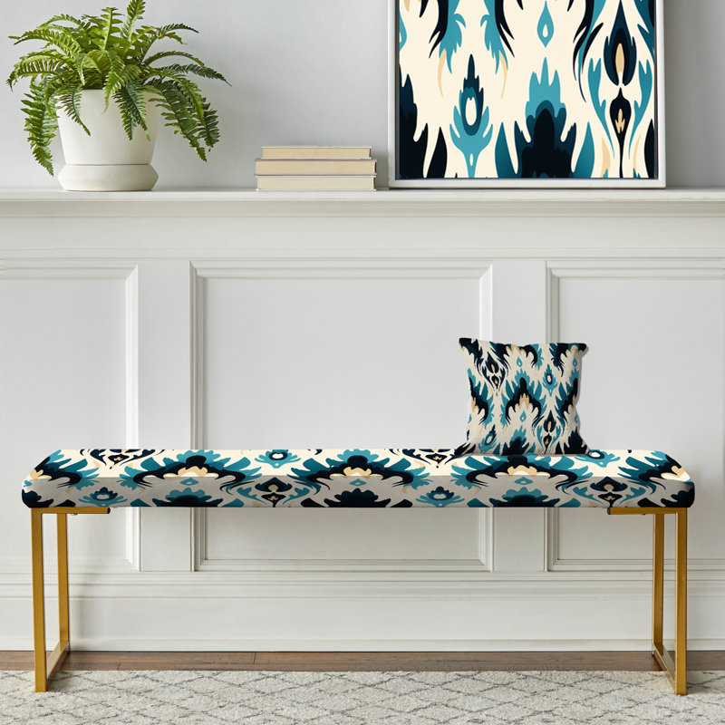 Banc rembourré noir Ikat Symphony d'Ikat
