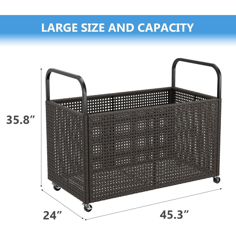 Pool Float Storage Cart, Mesh Rolling Organizer with Wheels, 45x24x36in Gray