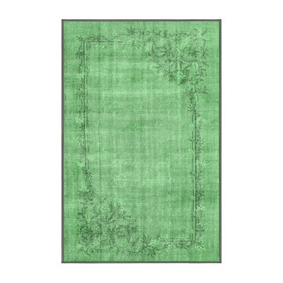 Tapis oriental vert en laine / polyester tissé à la machine 5 pi x 8 pi Oriental