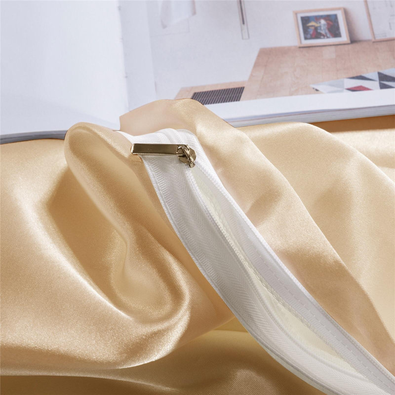 American Traditional Satin Standard Solid Duvet Cover, King Duvet Cover +  2 King Pillowcases, Gold