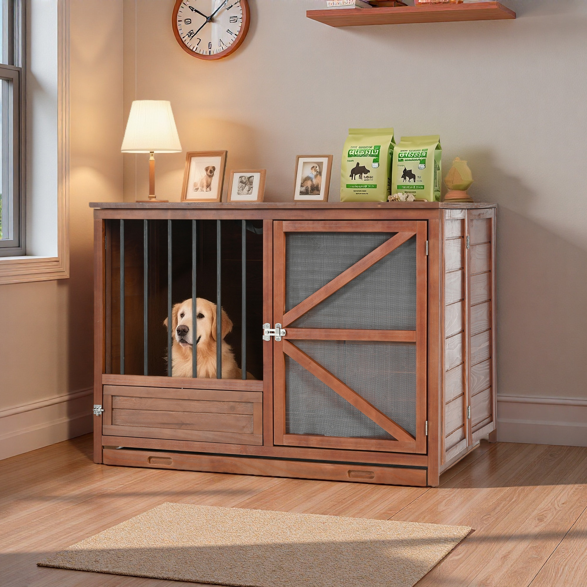 Tucker Murphy Pet™ Solid Wood Dog Crate Furniture, Foldable Indoor ...