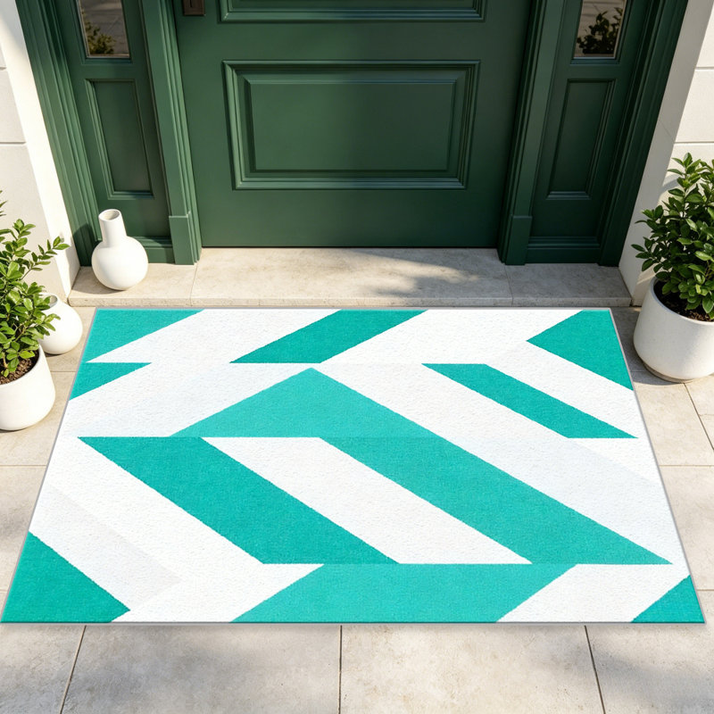 Turquoise Chevron carpet-easy to clean, machine-washable, soft and comfortable; suitable for door mats, kitchens, living rooms, bedrooms, corridors, and laundry areas. Easy to clean, durable carpet for home decoration.