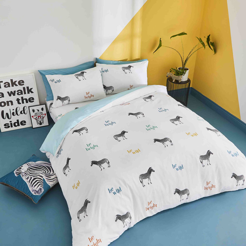 Stay Wild Zebra Easy Care Duvet Set, Double Duvet Cover + 2 Standard Pillowcases
