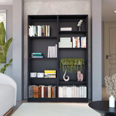 Ensemble de salon avec bibliothèque 2 pièces, armoire de rangement, 49 po de largeur et 9 tablettes