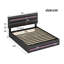 Black PU Upholstered Bed Frame With Hydraulic Storage, Ottoman Bed With LED Lighting And Charging Station, LED Adjustable Headboard With USB And Type - C Ports-663435787