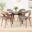 Chaise de salle à manger rembourrée en bois foncé gris foncé avec 2 courbes pour la cuisine et le salon