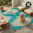 Geometric Aztec Kilim Waterproof, Fade Resistant, Reversible - Recycled Plastic - Patio Balcony Deck - Bursa Kilim Teal-1515381857