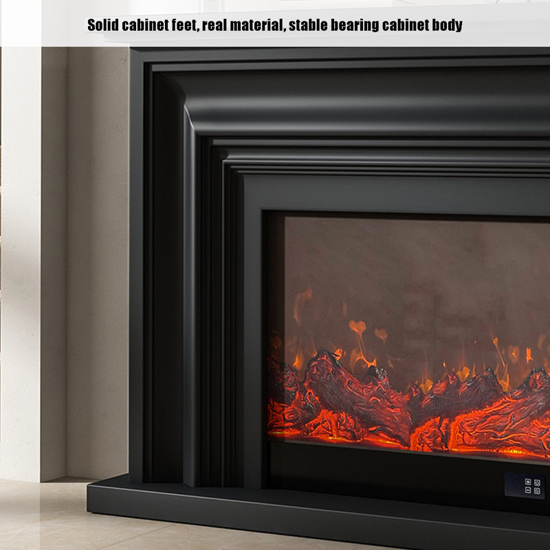 Simulation électronique italienne minimaliste d'un foyer à flamme, Noir, H 40,16 po x l 47,24 po x P 12,99 po