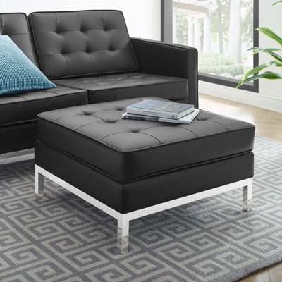 Loft Tufted Vegan Leather Ottoman