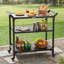 Îlot de cuisine 32 po x 24 po avec îlot de cuisine extérieur et four à pizza, chariot de préparation pour îlot de barbecue extérieur avec rangement à 3 niveaux et roulettes