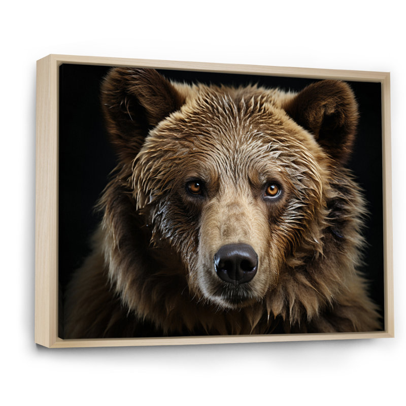 Bear Portrait - Animals Canvas Art Print, 12" H x 20" W, Maple, Floater Framed Print