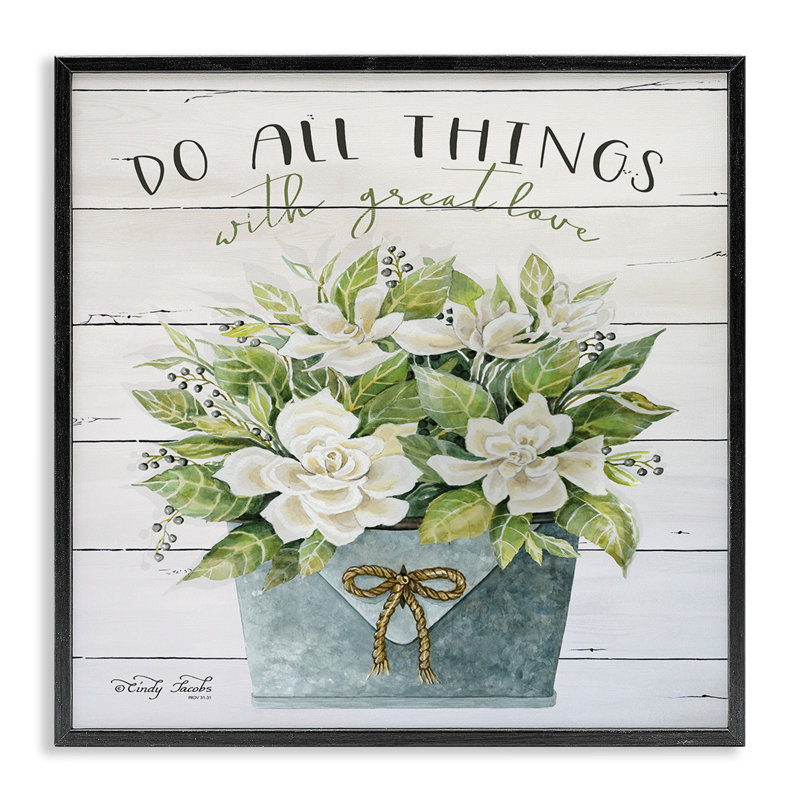 «Do All Things with Great Love», reproduction, H 24 po x l 24 po, Giclée encadrée blanc bord de mer