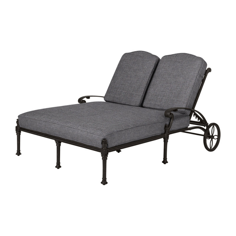 Florence Double Chaise Lounge Frame with Cushions, Cast Slate Sunbrella® Plainweave, Desert Bronze