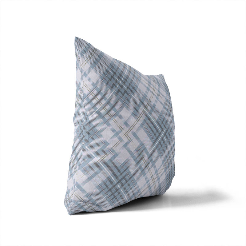 Christopher's Plaid Outdoor Pillow, 18"H x 18"W, Blue Plaid 3