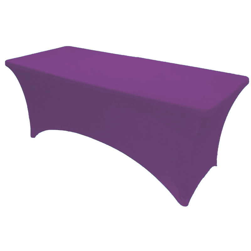 4Ft, 6Ft, 8Ft Spandex Tablecloth Fitted Stretch Rectangular Table Cover For Dining Wedding Party, Purple, 72" x 30"