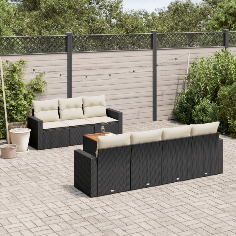 Ensemble de canapé de jardin Vidaxl noir, blanc crème