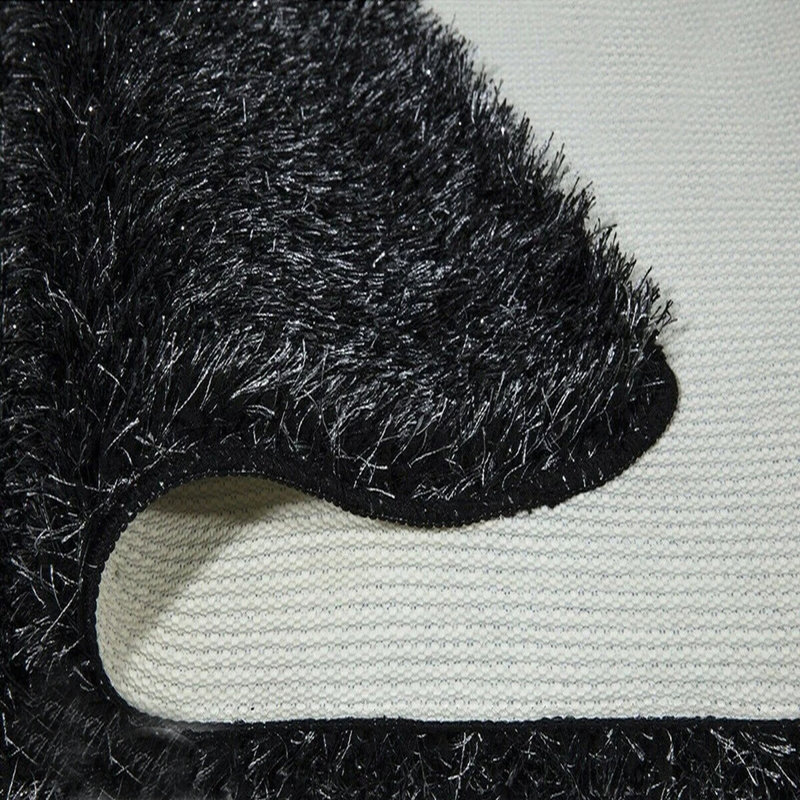 Natty Black Shaggy Glitter Area Rugs & Mat – Luxury Soft Sparkle Shag Pile Carpet with Non-Slip Backing for Living Room, Bedroom, Hallway & Kitchen