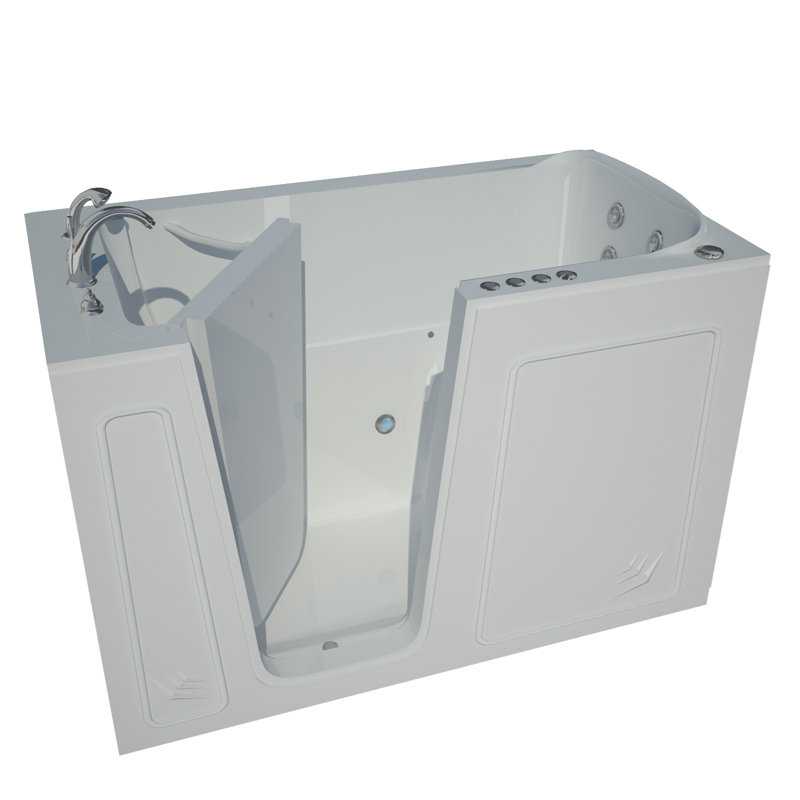 Aspen 60'' x 32'' Acrylic Bathtub with Faucet, Left, White
