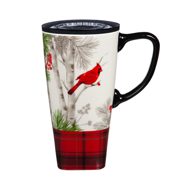 Tasse de voyage en céramique 17 oz avec boîte-cadeau assortie Christmas Cadence