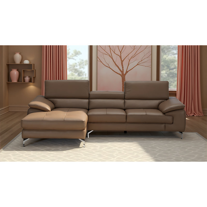 Canapé modulaire rembourré 2 pièces Marielys, Cuir caramel