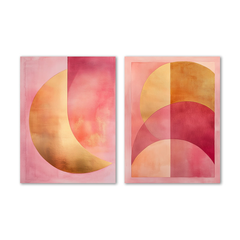 Blush & Gold Arcs I - ensemble de 2 décorations murales modernes en métal, 32" H x 48" W