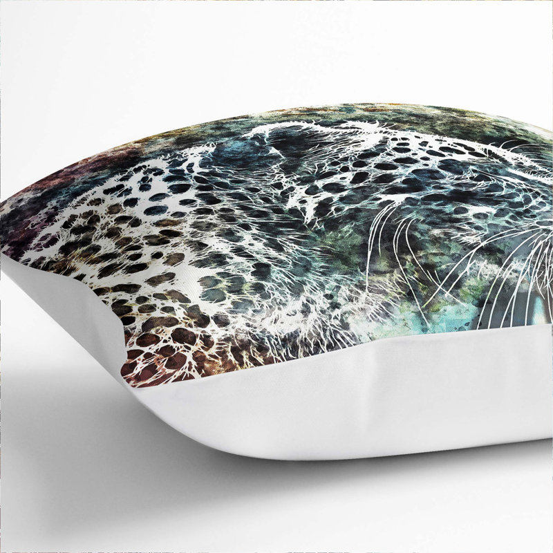 Leopard Cushion with Filling, White, 40cm H x 40cm W x 15cm D