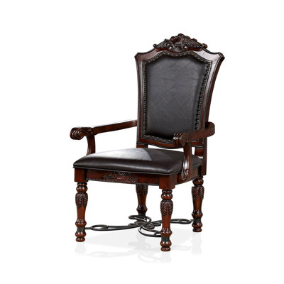 28" W Traditional Arm Chair (2/CTN), Brown Cherry/Black