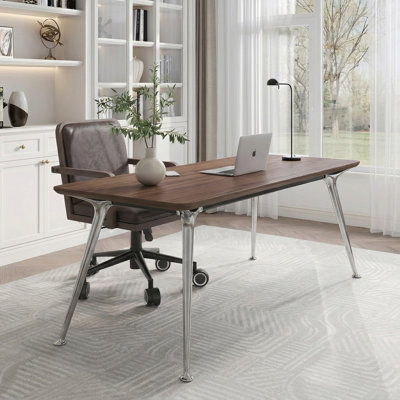 Bureau d'écriture moderne avec plateau en bois aggloméré et pieds en métal, bureau d'ordinateur rectangulaire de 70,9 po pour le bureau à domicile