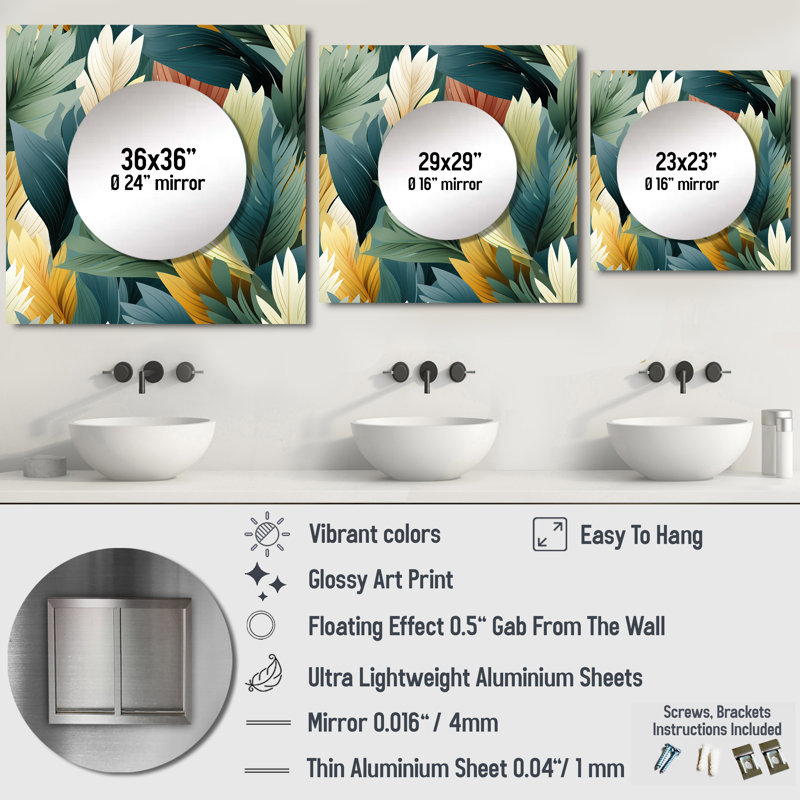 Miroir Jungle, 29 po x 29 po