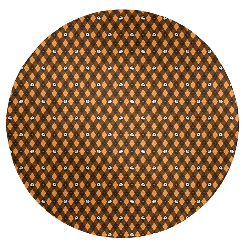 Tapis de zone orange/brun fait main géométrique, Rond 5 pi