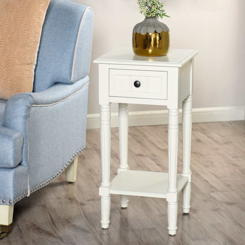 Elboa Collection Accent Table with One Drawer, Antique White