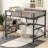 Full Size Metal Loft Bed with Desk and Storage Shelf, Space-Saving Black Workstation Bed for Teens, Dorm or Bedroom-993112434-993112437