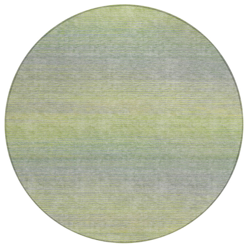 Machine Washable Indoor/Outdoor Christain ACN1291 Aloe Rug, Round 8'