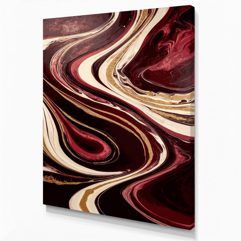 Abstrait art fluide sur toile brune 71, H 14 po x l 11 po