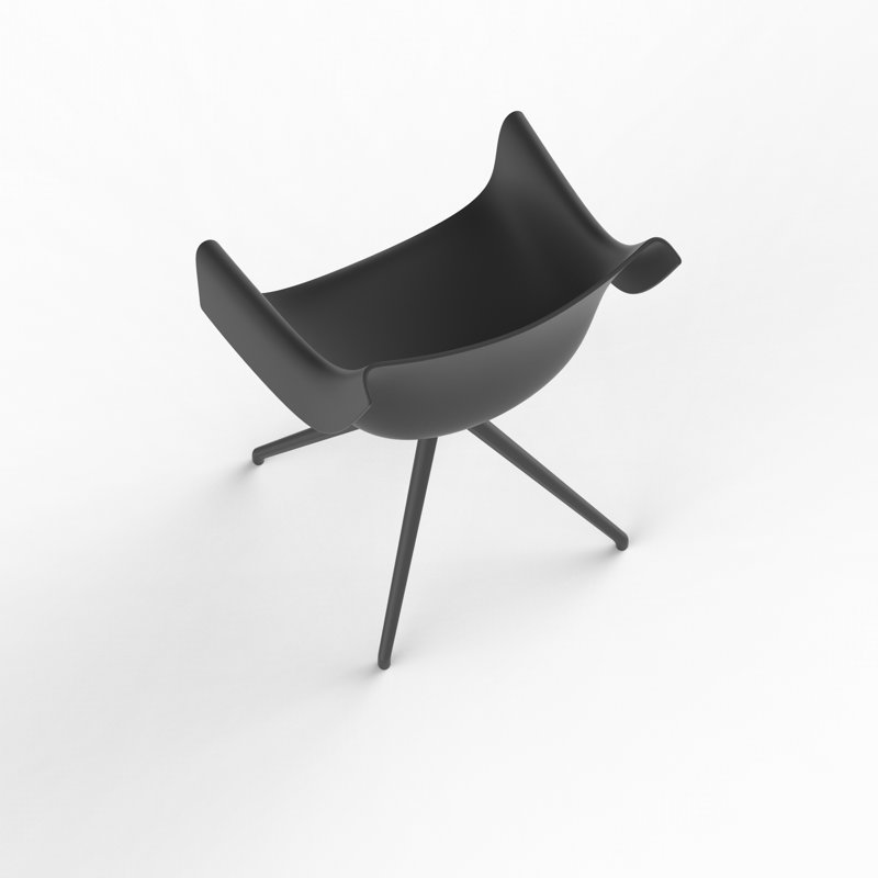 Fauteuil pivotant l 23,5 po Manta, Noir, Noir