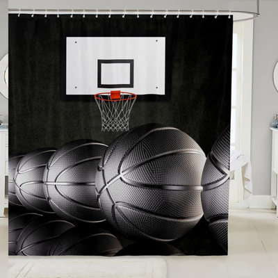 Hoop Dreams Basketball Shower Curtain - Waterproof Sports Decor for Kids & Teens