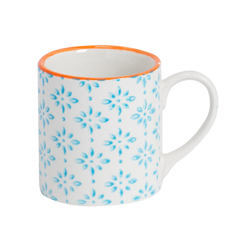 Nicola Spring - Hand-Printed Espresso Cup & Saucer Set - 65ml - Blue, 1