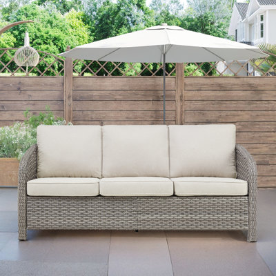 73.6" Pe 3 Seat Outdoor , Beige Deep Cushions, Unified Modern Design, All-weather Exterior, High Cushions Furniture , Ergonomic Comfort, Resistance, Covers