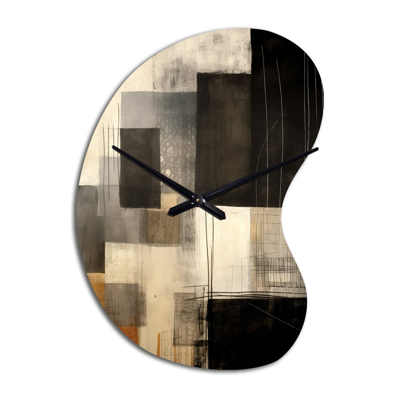 Horloge murale noire en métal Mid Century Fusion II - Mid-Century, Grand