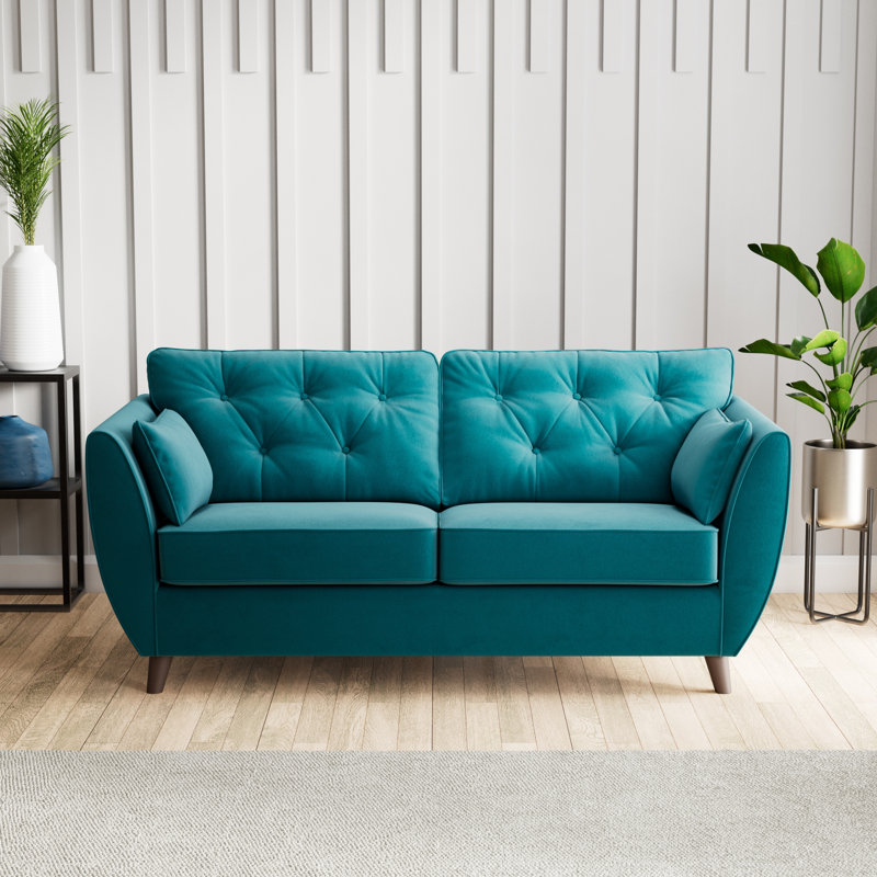 Birjesh 186Cm Fixed Sofa, Mallard, Dark Brown Wood