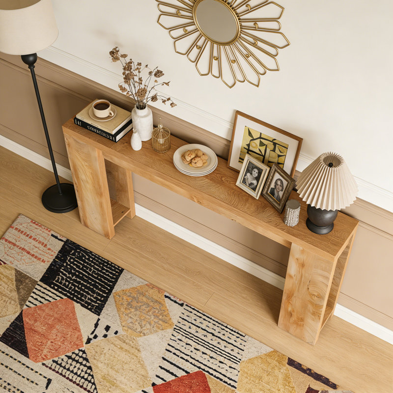 Farmhouse Wood Sofa Table Entryway Table, Brown