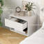 Ensemble de 2 tables de chevet cannelées, murales avec tiroir et tablette ouverte, tables de chevet modernes pour petits espaces. (Blanc)-1549915529