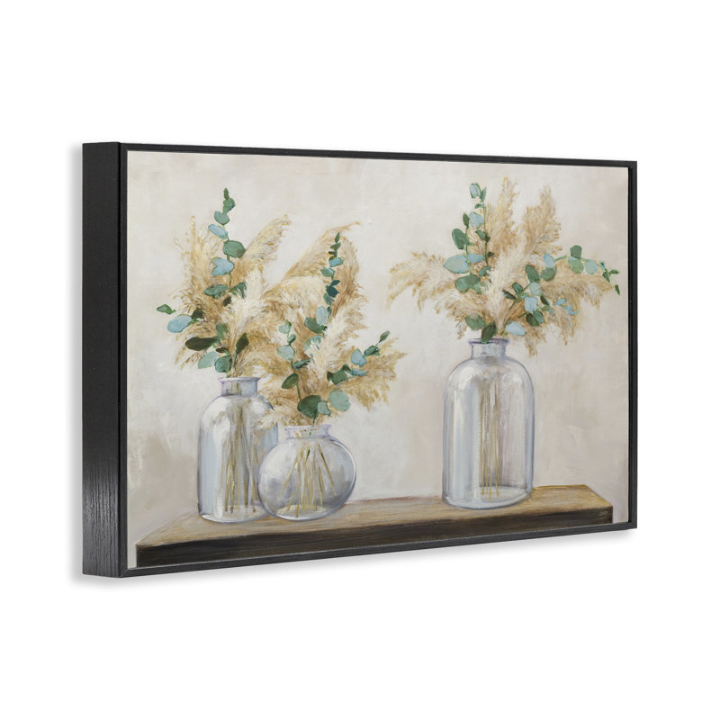 Pampa et eucalyptus gris, estampe numérique par Julia Purinton, Giclée encadrée noir minuit, H 16 po x l 24 po