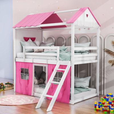 Sherick Wood Bunk Bed with Windows and Tent