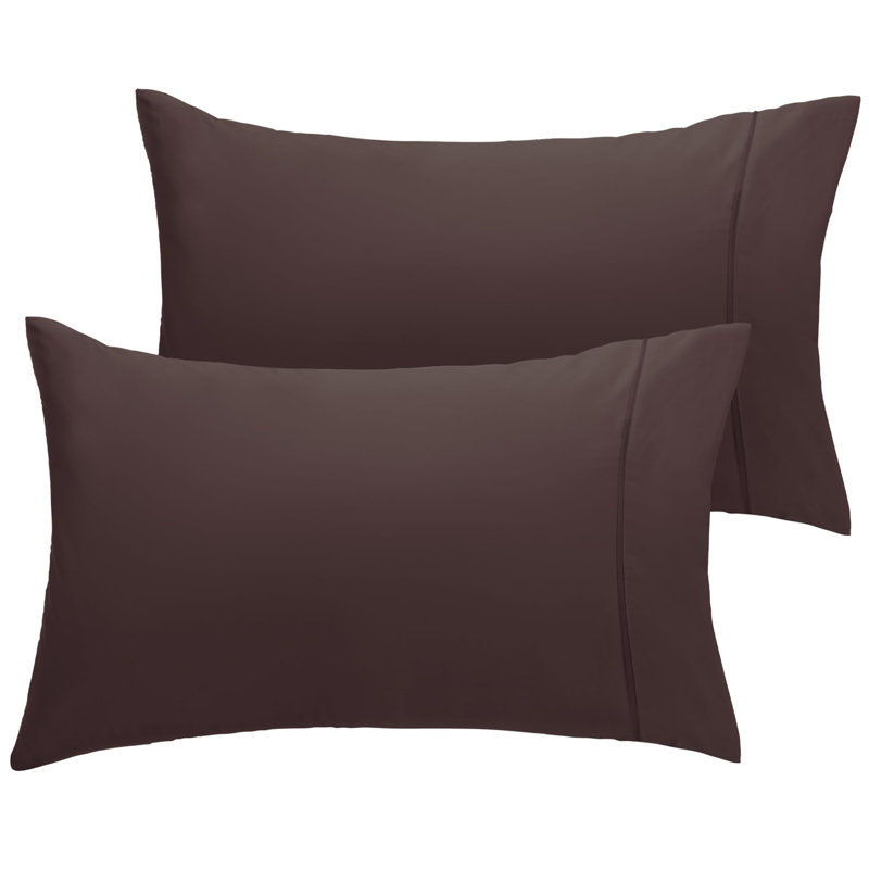 LuxClub 2 PC Brown King Performance Microfiber Solid Pillowcase Set, King Pillowcase, Brown