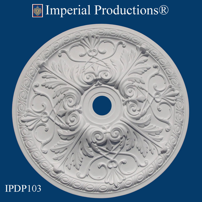 Médaillon de plafond, H 6 po x l 30 po x P 30 po