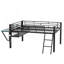 Lit mezzanine avec bureau Gaming, DEL, double, noir